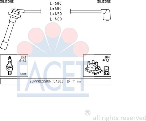 FACET 4.9702 - Комплект проводів запалювання autocars.com.ua