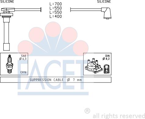 FACET 4.9711 - Комплект проводов зажигания avtokuzovplus.com.ua