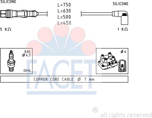 FACET 4.9723 - Комплект проводов зажигания avtokuzovplus.com.ua