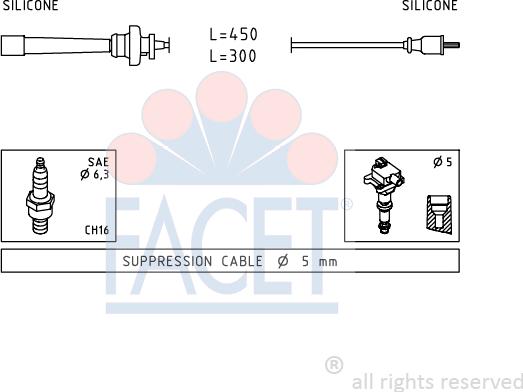 FACET 4.9764 - Комплект проводів запалювання autocars.com.ua