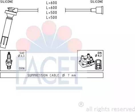 FACET 4.9817 - Комплект проводів запалювання autocars.com.ua