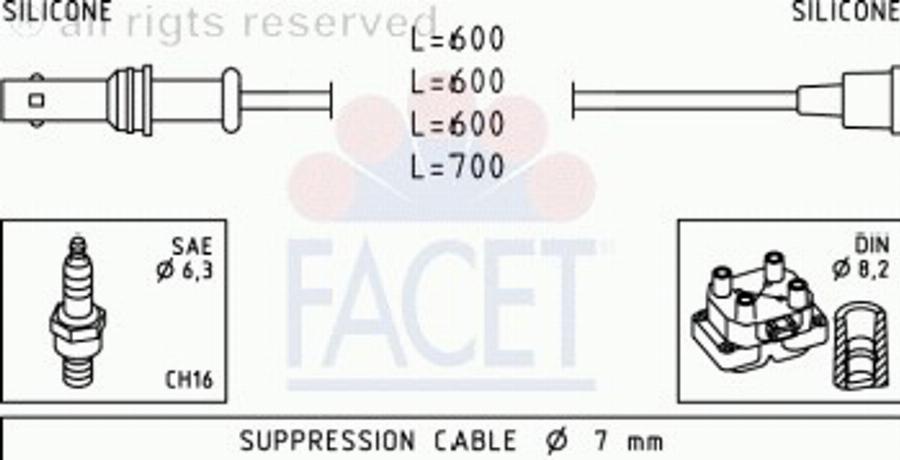 FACET 4.9830 - Комплект проводів запалювання autocars.com.ua