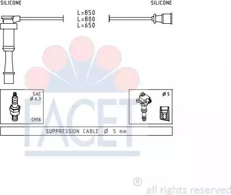 FACET 4.9845 - Комплект проводів запалювання autocars.com.ua