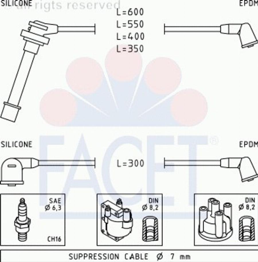 FACET 49996 - Комплект проводів запалювання autocars.com.ua