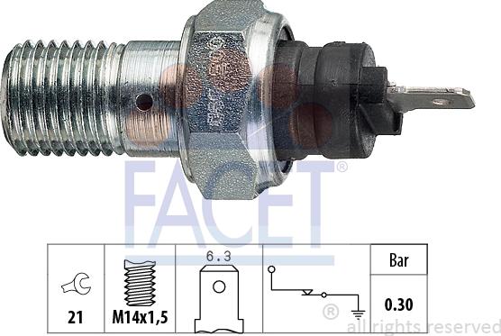 FACET 7.0003 - Датчик давления масла Lancia Y10 1.1 i.e. fire 156ag 89-95 7.0003 FACET autocars.com.ua