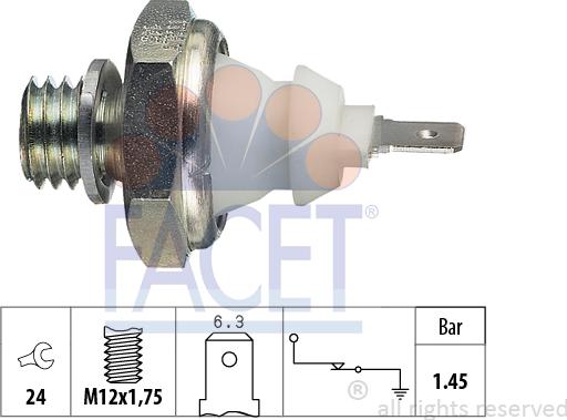 FACET 7.0058 - Датчик, давление масла avtokuzovplus.com.ua