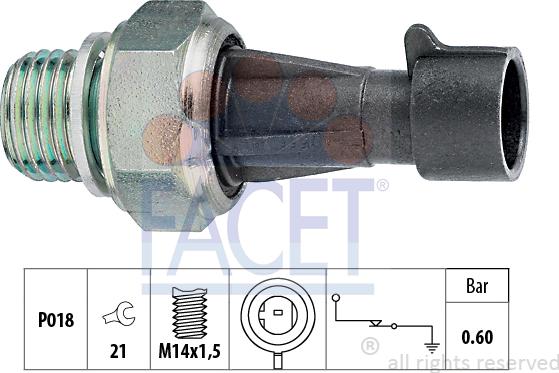 FACET 70129 - Датчик, тиск масла autocars.com.ua