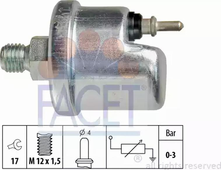 FACET 7.0630 - Датчик, тиск масла autocars.com.ua