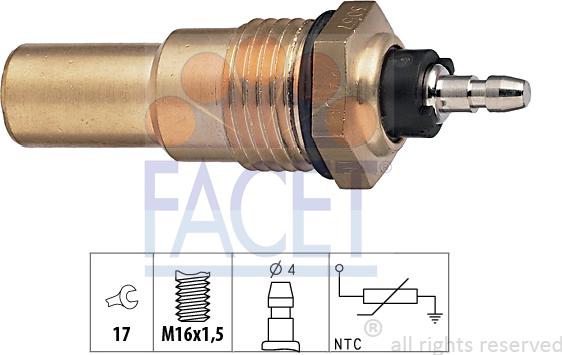 FACET 7.3057 - Датчик, температура охолоджуючої рідини autocars.com.ua