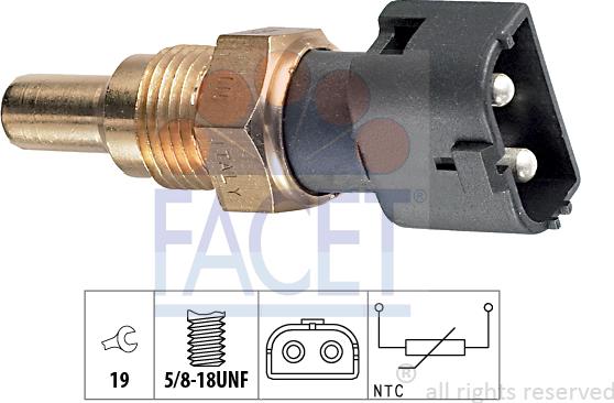 FACET 7.3091 - Датчик, температура охлаждающей жидкости avtokuzovplus.com.ua