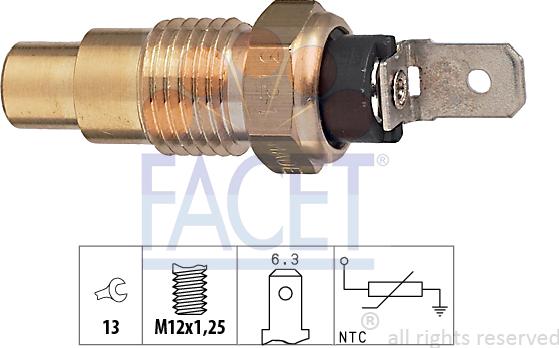 FACET 7.3121 - Датчик, температура охолоджуючої рідини autocars.com.ua