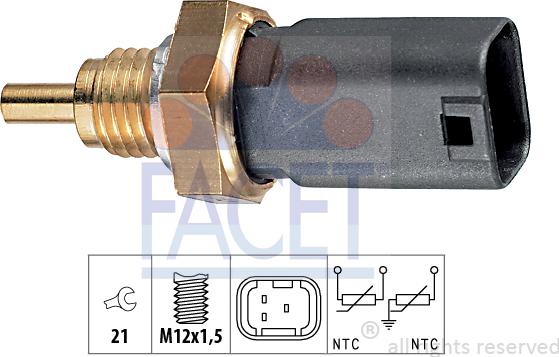 FACET 7.3273 - Датчик, температура охолоджуючої рідини autocars.com.ua