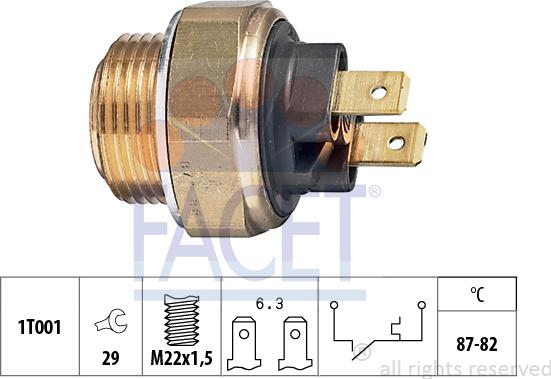 FACET 7.5017 - Термовимикач, вентилятор радіатора / кондиціонера autocars.com.ua