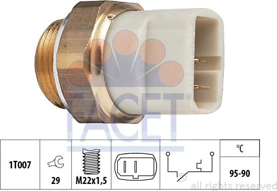 FACET 7.5027 - Термовимикач, вентилятор радіатора / кондиціонера autocars.com.ua