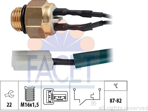 FACET 7.5199 - Термовимикач, вентилятор радіатора / кондиціонера autocars.com.ua