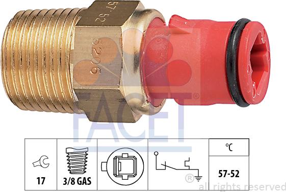 FACET 7.5206 - Термовимикач, вентилятор радіатора / кондиціонера autocars.com.ua