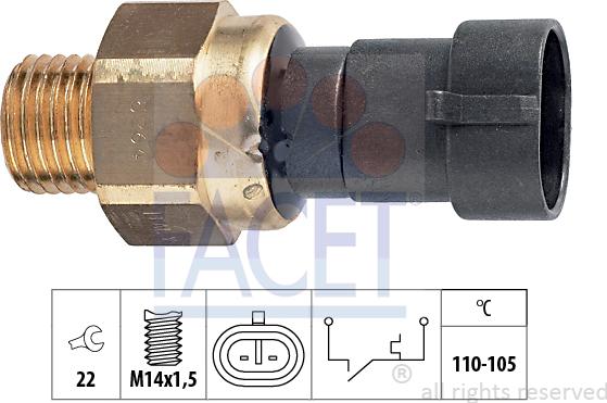 FACET 7.5264 - Термовимикач, вентилятор радіатора / кондиціонера autocars.com.ua