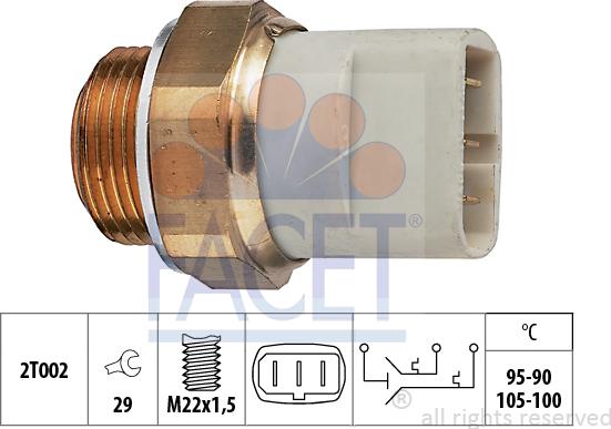 FACET 7.5697 - Термовимикач, вентилятор радіатора / кондиціонера autocars.com.ua