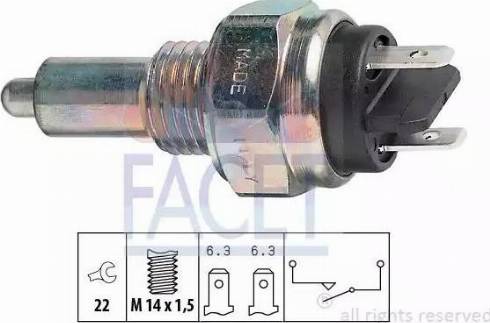 FACET 7.6044 - Датчик, контактний перемикач, фара заднього ходу autocars.com.ua