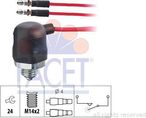 FACET 7.6062 - Датчик, контактний перемикач, фара заднього ходу autocars.com.ua