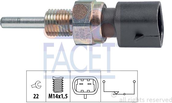 FACET 7.6065 - Датчик, контактний перемикач, фара заднього ходу autocars.com.ua