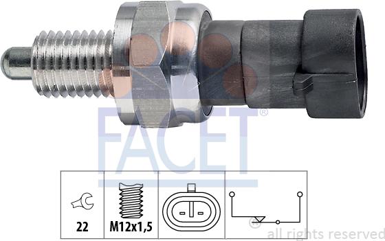 FACET 7.6109 - Датчик, контактний перемикач, фара заднього ходу autocars.com.ua