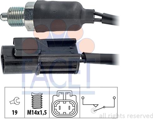 FACET 7.6116 - Датчик, контактний перемикач, фара заднього ходу autocars.com.ua