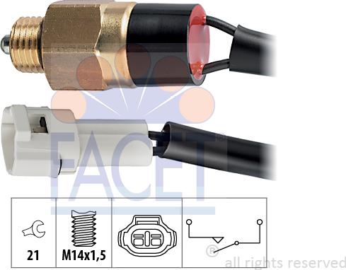 FACET 7.6120 - Датчик, контактний перемикач, фара заднього ходу autocars.com.ua