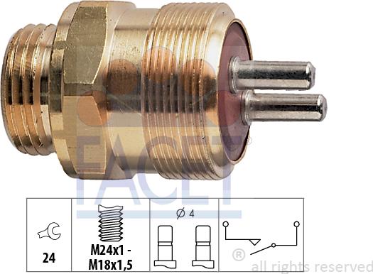 FACET 7.6128 - Датчик, контактний перемикач, фара заднього ходу autocars.com.ua