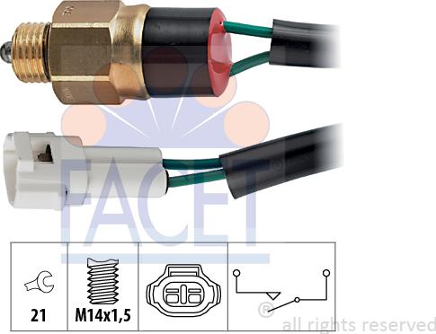 FACET 7.6155 - Датчик, контактний перемикач, фара заднього ходу autocars.com.ua