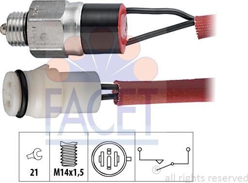 FACET 7.6159 - Датчик, контактний перемикач, фара заднього ходу autocars.com.ua