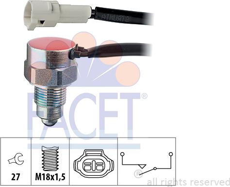 FACET 7.6162 - Датчик, контактний перемикач, фара заднього ходу autocars.com.ua