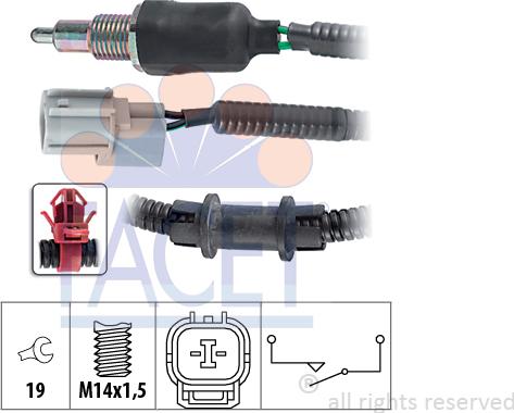 FACET 7.6175 - Датчик, контактний перемикач, фара заднього ходу autocars.com.ua