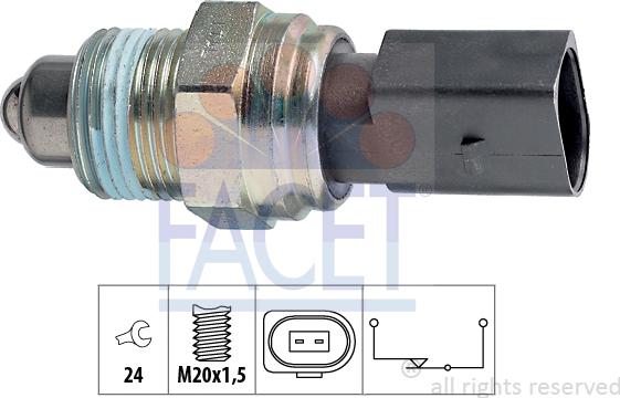 FACET 7.6205 - Датчик, контактний перемикач, фара заднього ходу autocars.com.ua