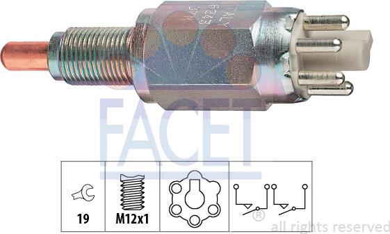 FACET 7.6243 - Датчик, контактний перемикач, фара заднього ходу autocars.com.ua