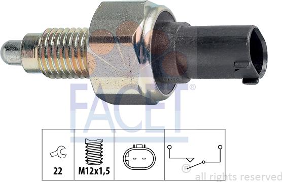 FACET 7.6252 - Датчик, контактний перемикач, фара заднього ходу autocars.com.ua