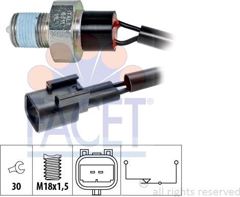 FACET 7.6311 - Датчик, контактний перемикач, фара заднього ходу autocars.com.ua