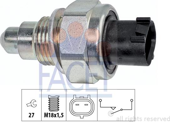 FACET 7.6326 - Датчик, контактний перемикач, фара заднього ходу autocars.com.ua