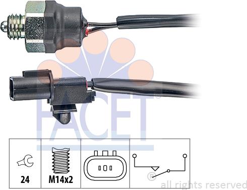 FACET 7.6342 - Датчик, контактний перемикач, фара заднього ходу autocars.com.ua