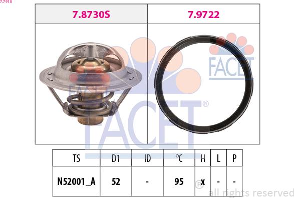 FACET 7.7918 - Термостат, охолоджуюча рідина autocars.com.ua