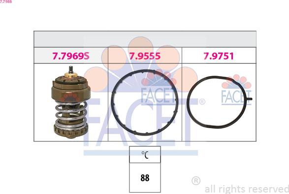 FACET 7.7988 - Термостат, охолоджуюча рідина autocars.com.ua