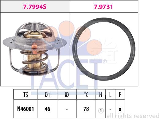 FACET 7.7993 - Термостат, охлаждающая жидкость avtokuzovplus.com.ua