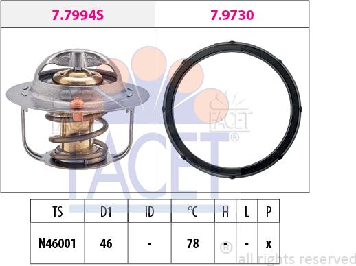 FACET 7.7994 - Термостат, охолоджуюча рідина autocars.com.ua