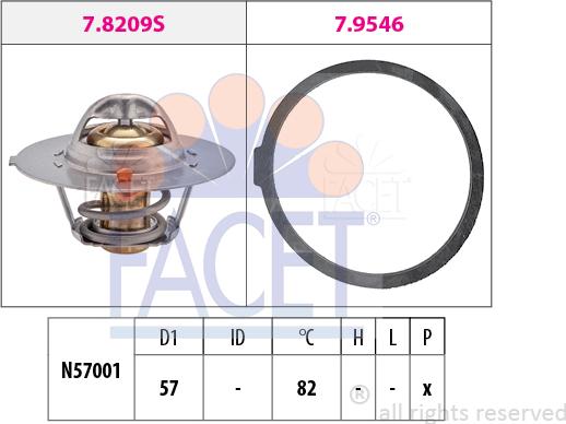 FACET 7.8209 - Термостат, охолоджуюча рідина autocars.com.ua