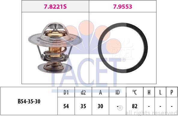 FACET 7.8221 - Термостат, охолоджуюча рідина autocars.com.ua