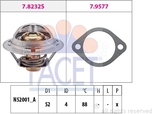 FACET 7.8237 - Термостат, охлаждающая жидкость avtokuzovplus.com.ua