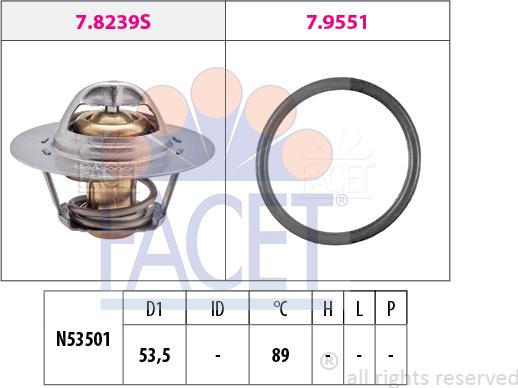 FACET 7.8239 - Термостат, охолоджуюча рідина autocars.com.ua