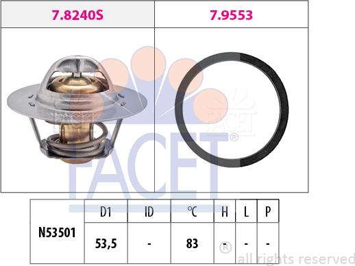 FACET 7.8240 - Термостат, охолоджуюча рідина autocars.com.ua