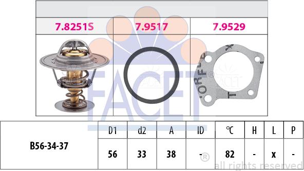 FACET 7.8251 - Термостат, охолоджуюча рідина autocars.com.ua