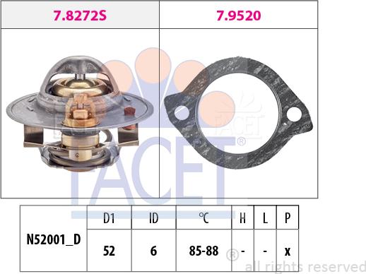 FACET 7.8272 - Термостат, охолоджуюча рідина autocars.com.ua